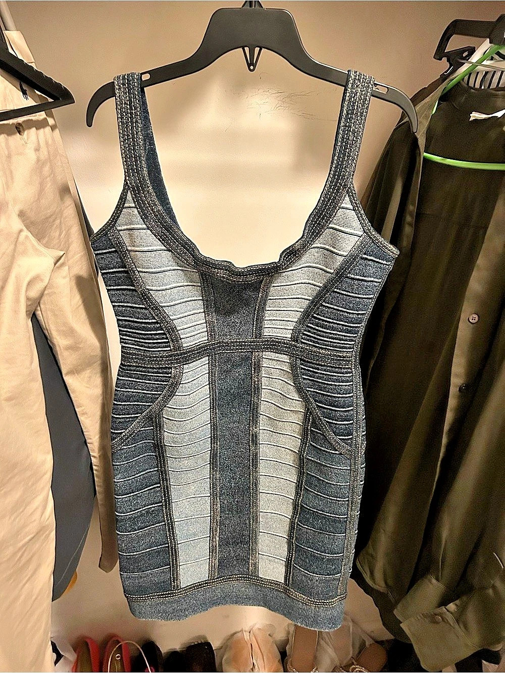 Herve Leger Denim Bandage Mini Dress Size Medium